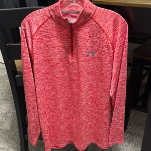 Under Armour Red and Gray Pullover. Loose Heat Gear. Sz M